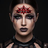 Blood red rhinestone crown shaped face gems for dark costume glam