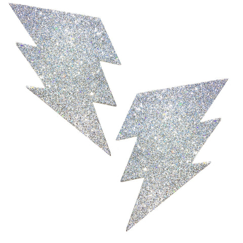 Silver Pixie Dust Glitter Bolt Nipple Cover Pasties