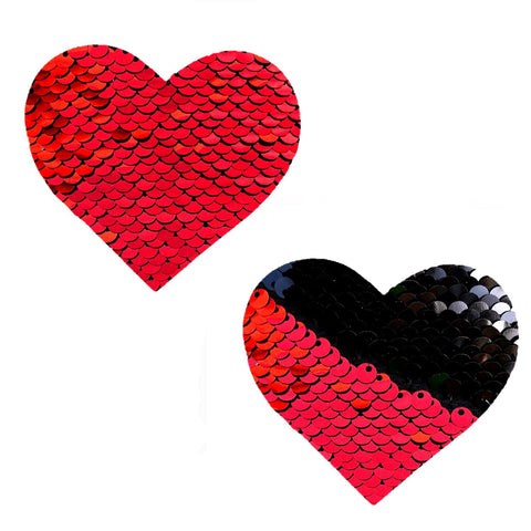 Sookie Red & Black Sequin I Heart U Nipple Cover Pasties