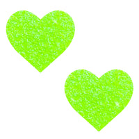 Super Sparkle Lemon Lime Blacklight Glitter I Heart U Nipple Cover Pasties