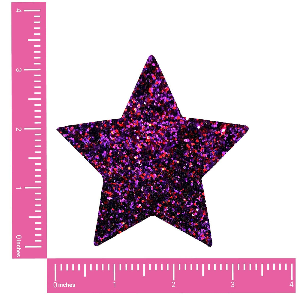 Purple and pink glitter star shaped nipple pasties, shown on their own
