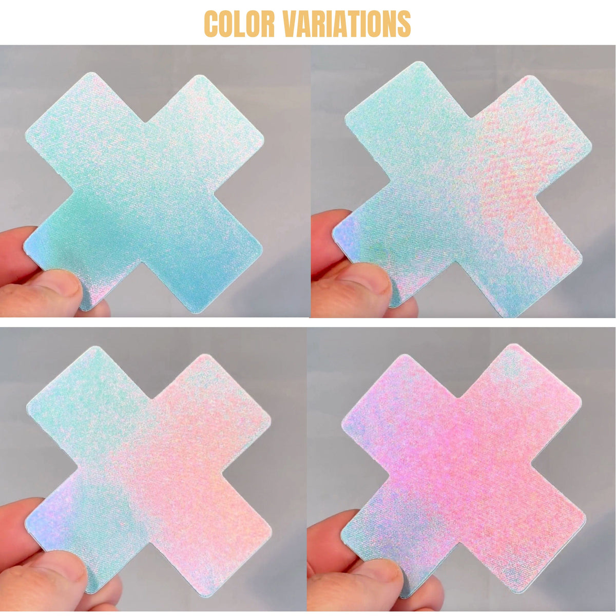 Blue iridescent opal X factor nipple pasties with a shimmering oceanic sheen