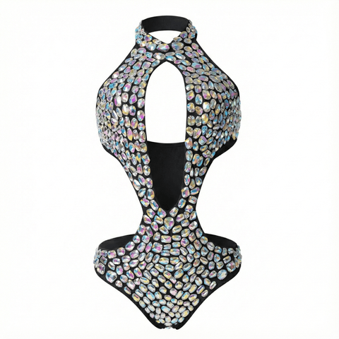Stardust Lust Rhinestone Embellished Teddy One Piece Bodysuit