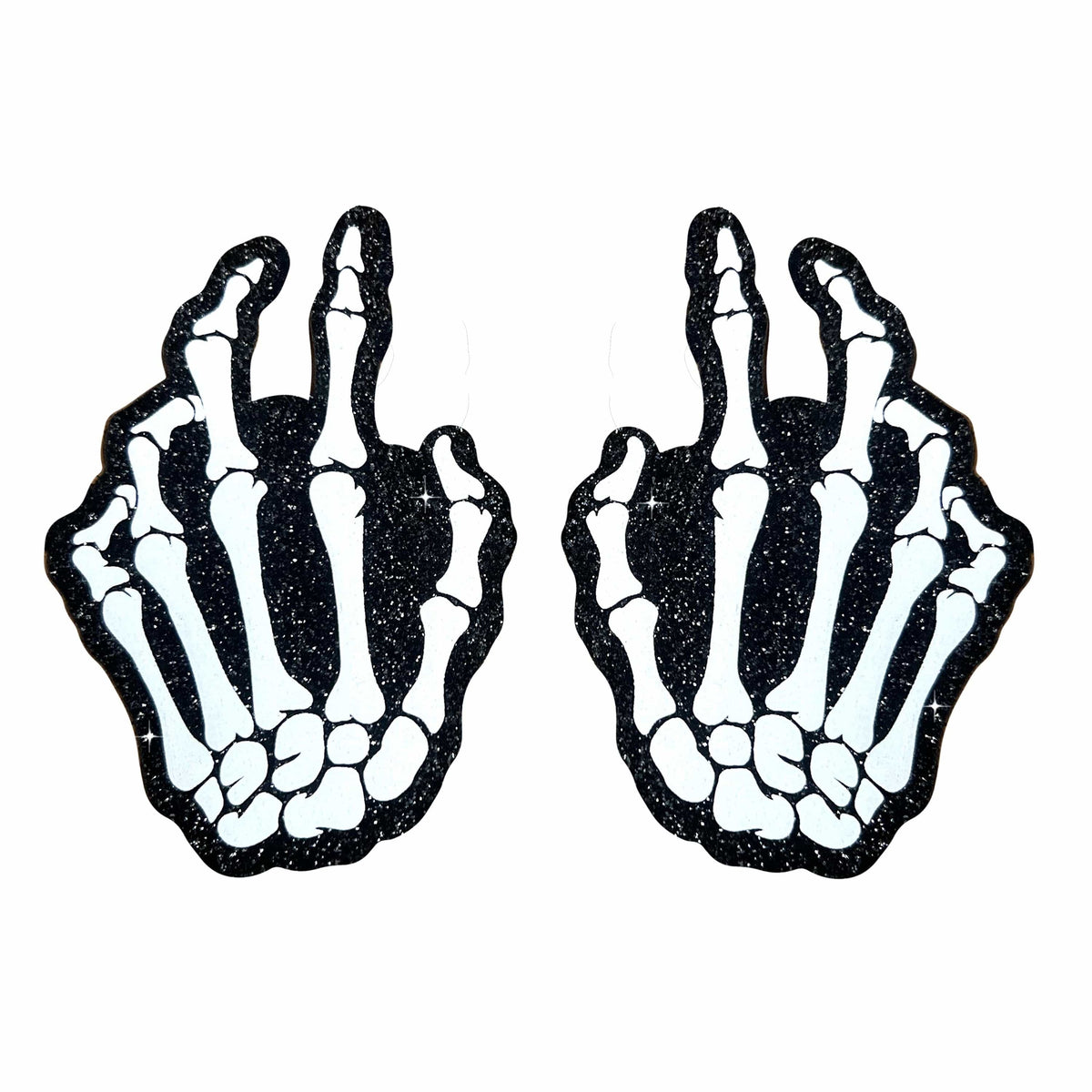J Skellington Black Glitter Nipple Cover Pasties