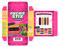 Colorful latex free party bandages with PLUR vibes prints and bright designs