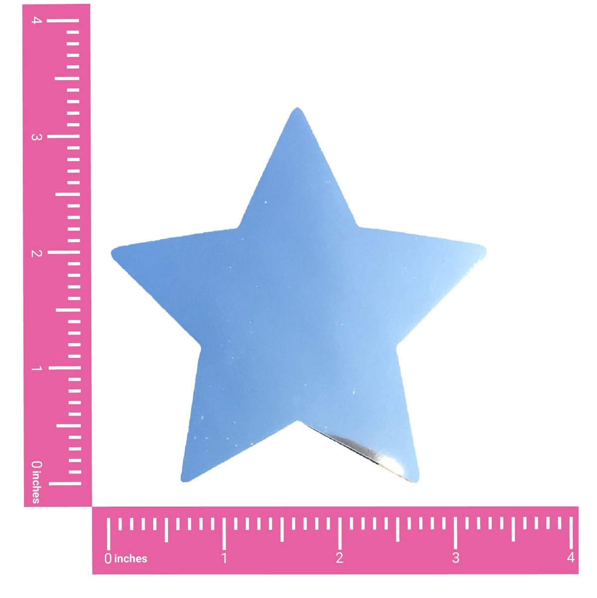 Silver Mirrored Chrome Star Nipple Pasties shown on their own with a mirror like chrome finish