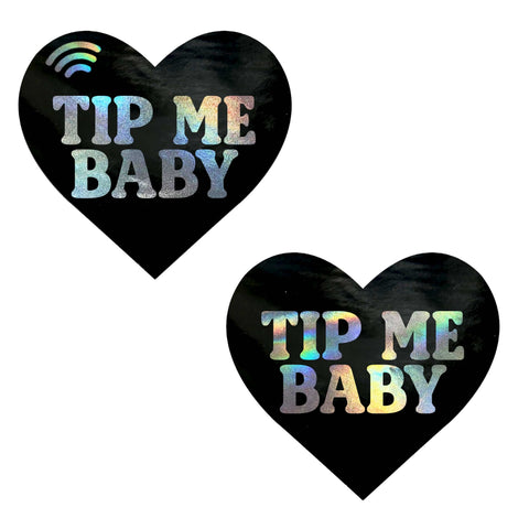 Tip Me Baby Holographic Heart Smart NFC Pasties | Tap to Tip, Follow & Share Links Instantly
