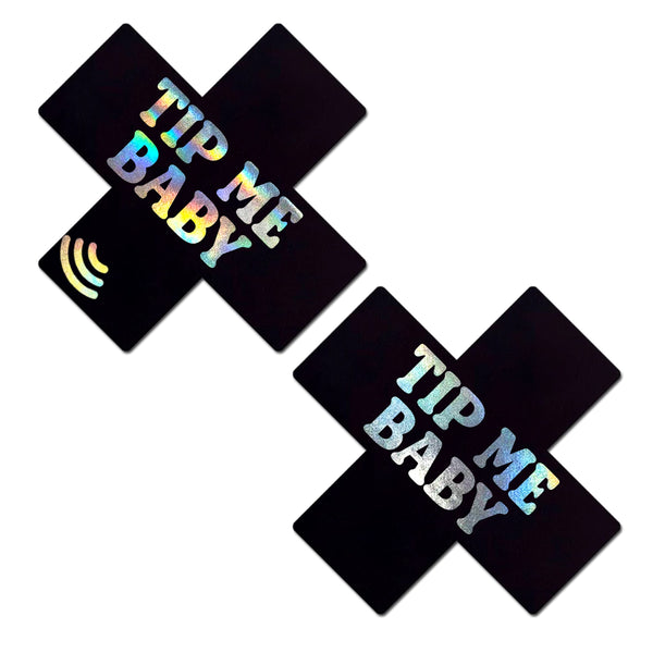 Tip Me Baby Holographic X Smart NFC Pasties | Tap to Tip, Follow & Share Links Instantly