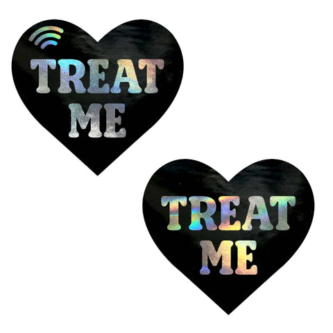 Treat Me Holographic Heart Smart NFC Pasties | Tap to Tip, Follow & Share Links Instantly