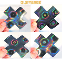 Black 3D holographic kaleidoscope X nipple pasties for a trippy techno rave