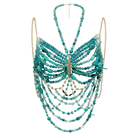 Turquoise Dream Beaded Backless Carnival Top