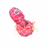 Raspberry Rushie Reflective Neon Pink UV Cosmetic Glitter Glitz Grenade Keychain in Aloe Gel