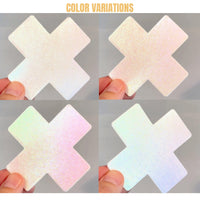 White iridescent opal X factor nipple pasties with a soft bridal shimmer