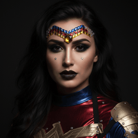 Red, gold and blue crystal superhero face jewels for festival glam and costume looks