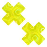 Yellow Nuclear Nightmare Trippy UV 3D Holographic X Nipple Cover Pasties