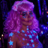 Full pastel crystal, glitter and star top bundle contents for a dead bride look