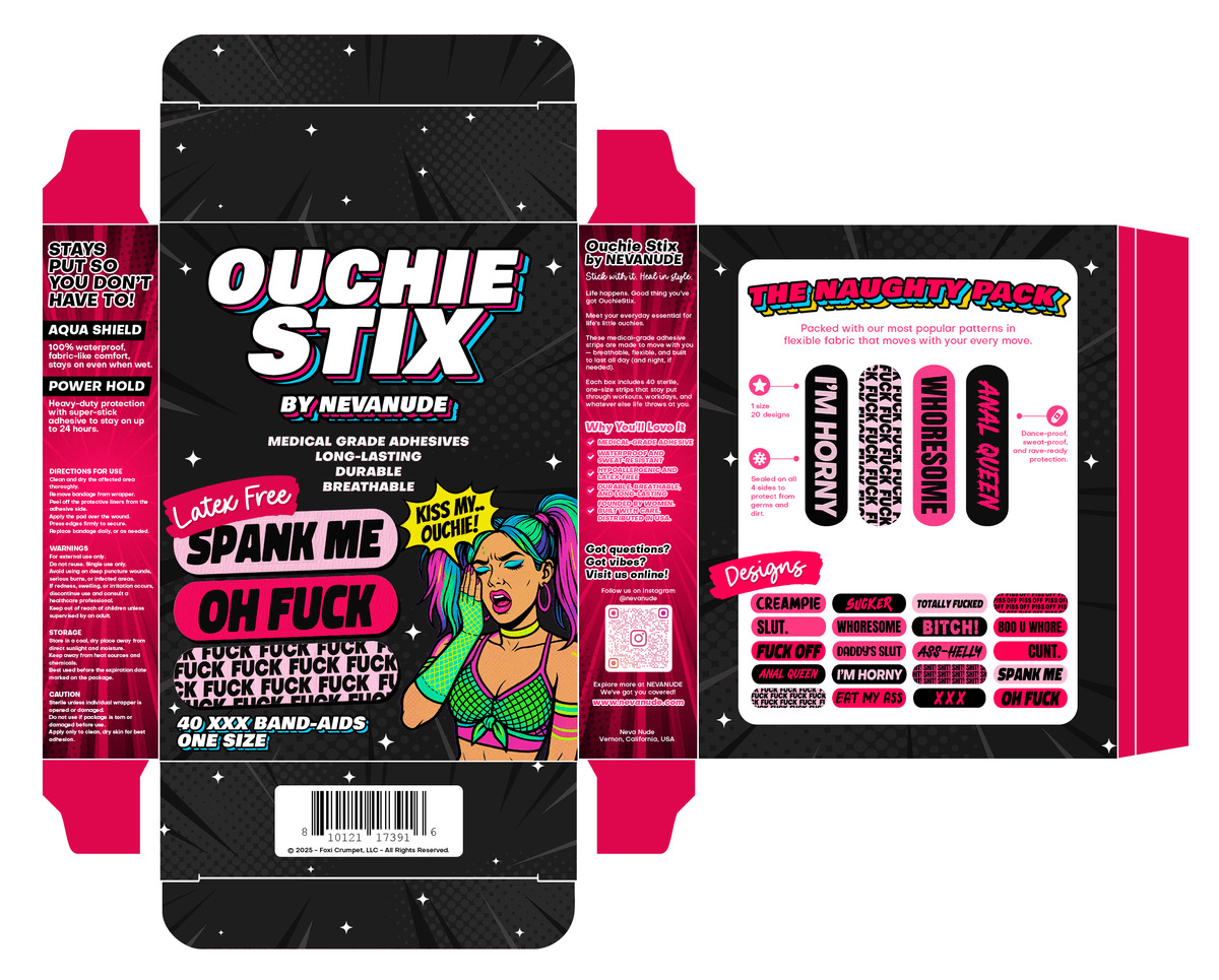 Fun adult themed pink and red bandages with playful XXX designs