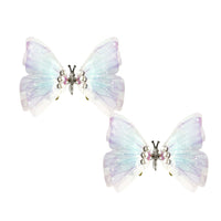 Icy blue fabric large butterfly hair clip, main product view showing the full design