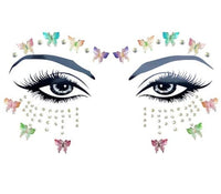 Close up detail of the colors on iridescent butterfly crystal face jewels