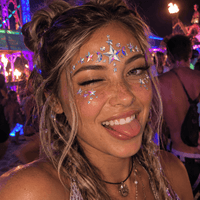 Iridescent moon and stars crystal jewel face sticker seen from an alternate angle