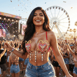 Red Heart Crystal Carnival Bra