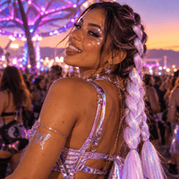 Pastel lavender iridescent tinsel jumbo hair braid shown up close to highlight the finish