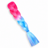 Neon pink to icy blue iridescent glitter tinsel jumbo hair braid, main product view