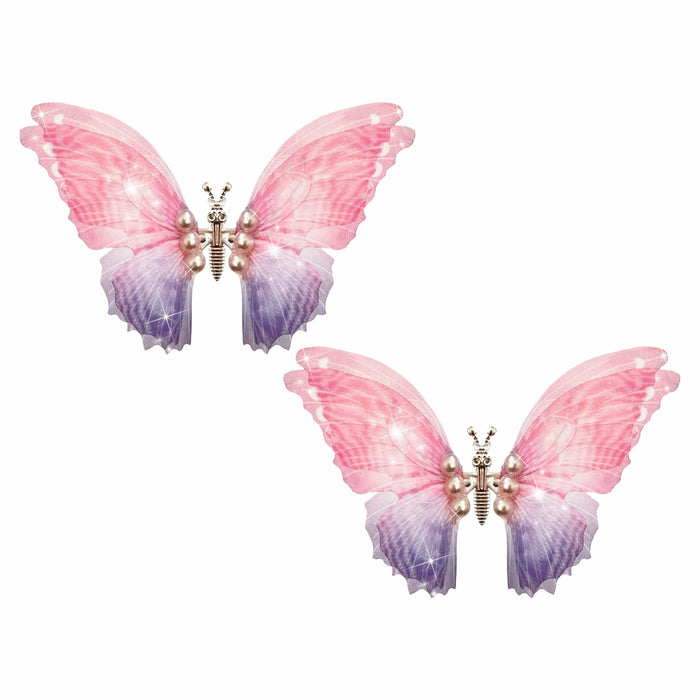 Pink and purple floral winged large butterfly hair clip, main product view showing the full design