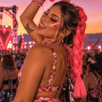 Red and pink strawberry jumbo hair braid shown up close to highlight the finish