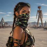 Extraction Green & Black Camo Blacklight Sexy Necksie Face Covering