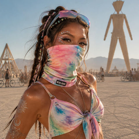 Rainbow Sherbet Tie Dye Velvet Blacklight Sexy Necksie Face Covering