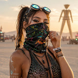 'Murican Grafitti Black Neon Multicolor Blacklight Sexy Necksie Face Covering