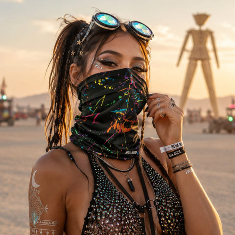 'Murican Grafitti Black Neon Multicolor Blacklight Sexy Necksie Face Covering