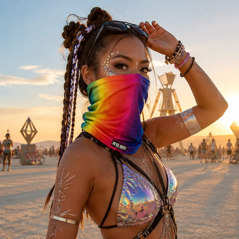 Rainbow Road Multicolor Sexy Necksie Face Covering