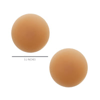 Front view of mocha invisible reusable silicone nipple covers with the full design visible