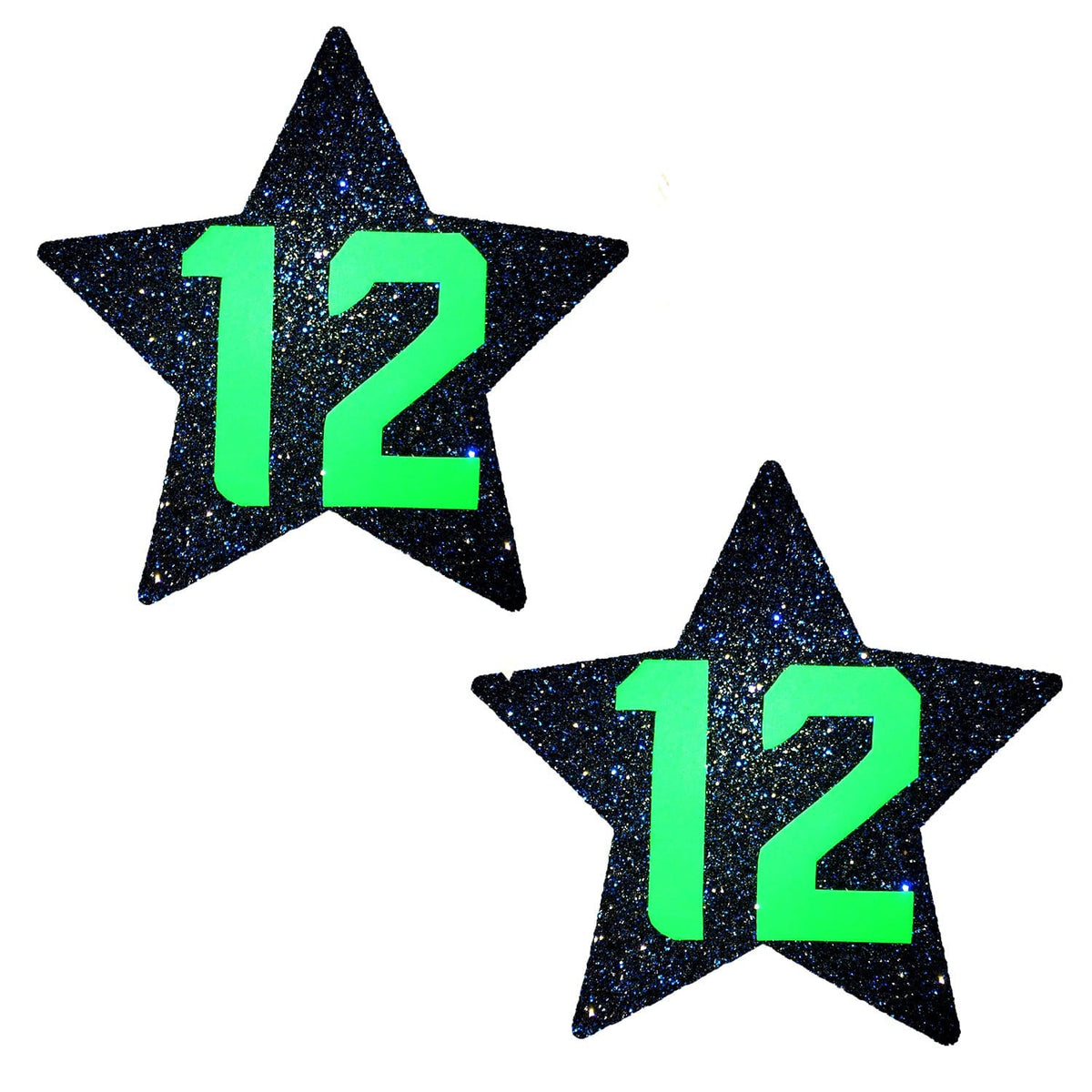 Blue Glitter NO 12 UV Seahawks Starry Nights Nipzitx Pasties, Sport Nipple Pasties - NevaNude