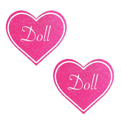 Doll Blacklight Pink Glitter Heart Nipple Cover Pasties Limited Edition