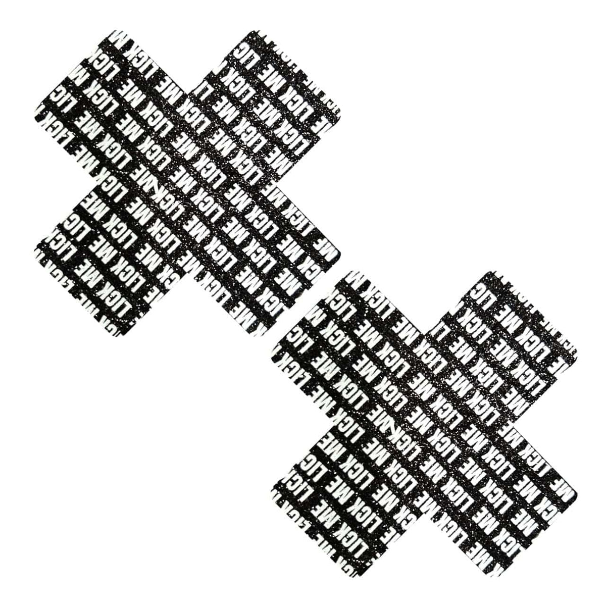 LICK ME on Black Malice Glitter X Factor Nipple Cover Pasties Limited Edition