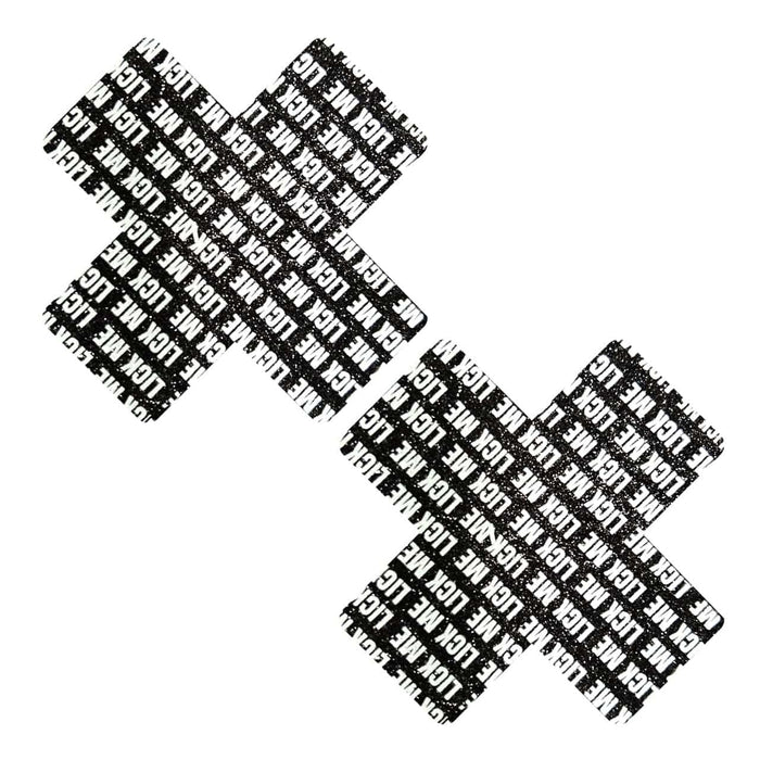 LICK ME on Black Malice Glitter X Factor Nipple Cover Pasties Limited Edition