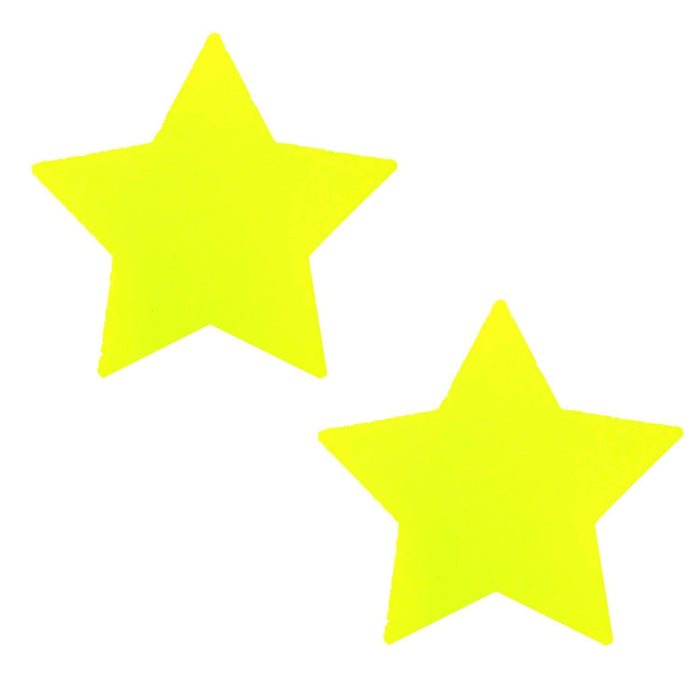 Neon UV yellow rave pasties, neva Nude