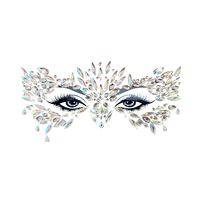 Chickadee Masquerade Clear Iridescent Crystal Jewel Face Sticker