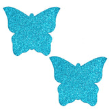 Bowie Blue Glitter Butterfly Pasties, Butterfly Pasties - NevaNude