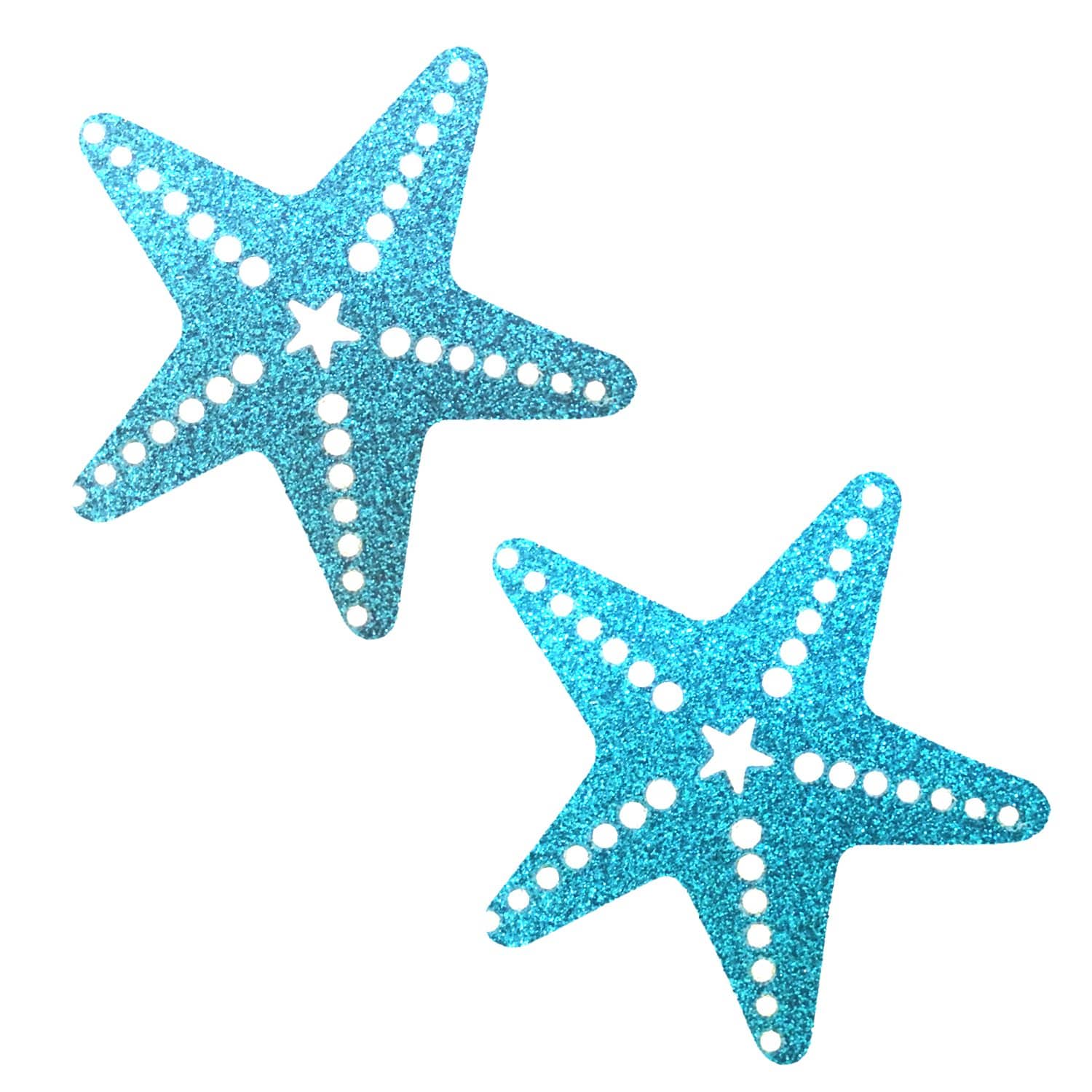 Mini Bowie Blue Glitter Star BodiStix 6PK Body Sticker Pasties