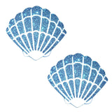 Bowie Blue Glitter Mermaid Shell Pasties, Shell Pasties - NevaNude