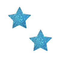Small blue glitter nipple pasties, Neva Nude
