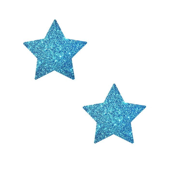 Small blue glitter nipple pasties, Neva Nude