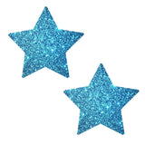 Bowie Blue Glitter Starry Nights Pasties, Star Pasties - NevaNude