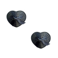 Black crystal heart reusable silicone pasties shown on a clean background