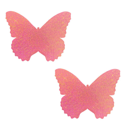 Bella Rosa Pink Gold Shimmer Butterfly Nipple Cover Pasties