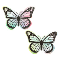 Product shot of the rainbow tie dye velvet butterfly nipple pasties showing the full design, color and finish